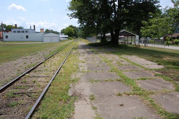 Abandoned station platform in West Harrison, IN